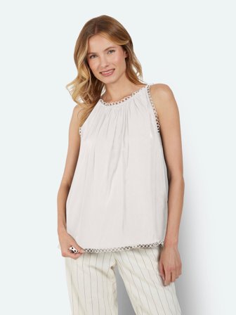 B. COPENHAGEN - Top - Råhvid - Blondedetaljer