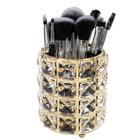 Akryl Makeup Penselholder Organizer Klar Pen Guld KLB