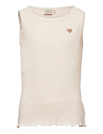 Top Ns Rib T-shirts Sleeveless Hvit Minymo