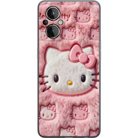 Kompatibelt Mobildeksel til OnePlus Nord N20 5G Hello Kitty rosa fluffy bakgrunn med ikoniskt ansikt og kawaii-estetikk