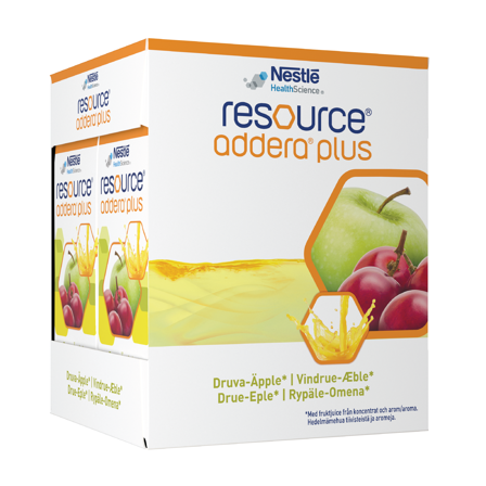 Resource Addera plus næringstilskudd, Drue og eple, 4x200 ml