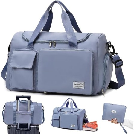 IC Vikbar reiseveske med stor kapasitet JIELISI Sports Gym Bag med våtpose og skopose Bærbar sammenleggbar reiseveske