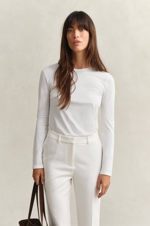 GANT Damen Langarm-Shirt aus Baumwolle (M) Weiß