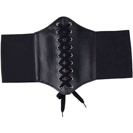 Svart - To - pakning, korsettbelte kvinner lær snøring korsett