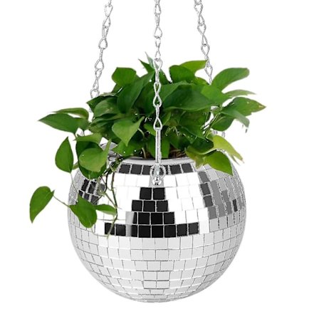 25 cm Discokugle Hængende Spejl Potte Diameter Hjem Indretning Udendørs Blomsterpotte Til Indendørs Planteholder Kurv Krog Ny 2024 Høj Kvalitet x.(10*