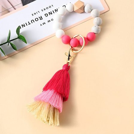 Silikonihelmi avaimenperä avaimenperä rannerengas PUNAINEN