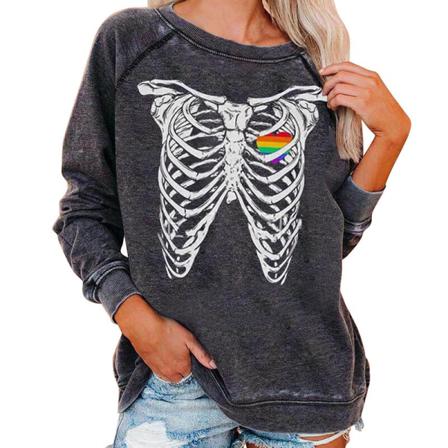 Toppar Med Print För Damer Halloween- Printed Tröja