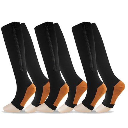 Kompressionsstrømper med lynlås, Kompressionsstrømper uden tå til kvinder, Kompressionsstrømper med åben tå og lynlås til kvinder