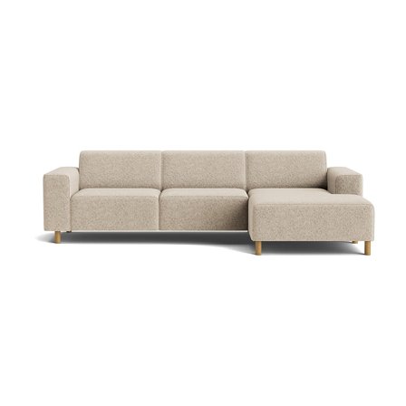 Seam Chaiselongue-Sofa, rechts in Anthology Beige, modernes Design mit Nozag-Federung und PU-Schaum Polsterung, 78cm Höhe für Wohnzimmer.