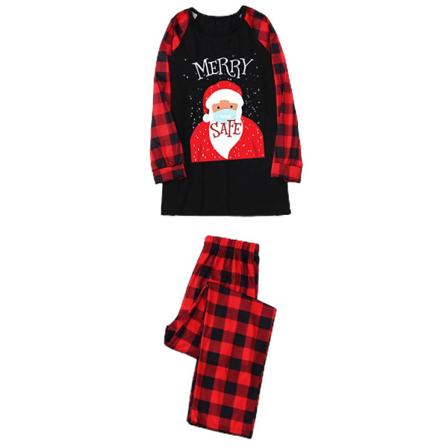 Jul familie matchende pyjamas sett nisse rutete printet pyjamas hjemmeklær for voksne menn kvinner babyer barn Women 2XL