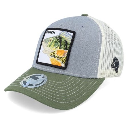 Skillfish - Grå trucker Keps - Perch Pro Fishing 112fp Tri Grey/Birch/Army Olive Trucker @ Hatstore