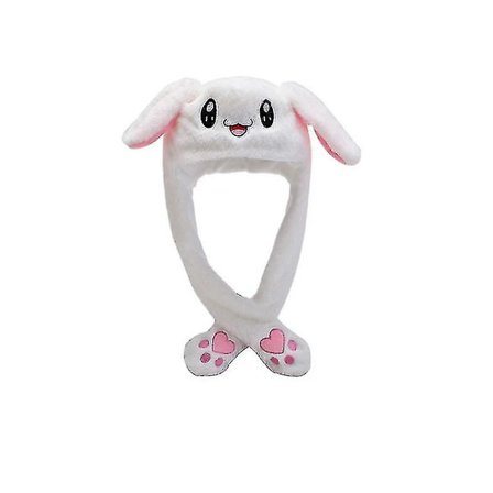 Aktivitets øre hat plys legetøj kaninører, kanin hat ører aktivitets hoppende hat sjov kanin plys hat med lys 1 stk hvid kanin[HK]