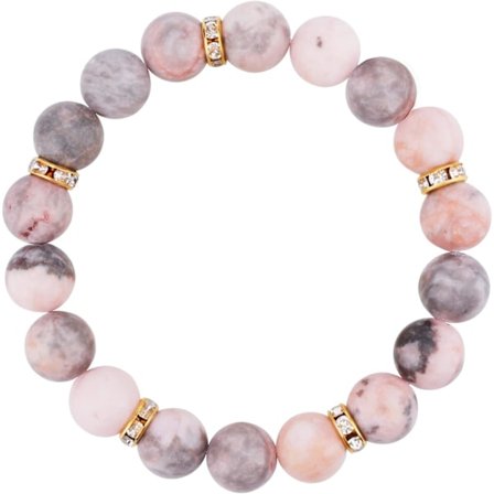 Anti-angst armbånd, rosa sebraperler elastiske håndlagde armbånd beroligende armbånd rosa helbredende armbånd med 5 gyldne glitter smykker, Na