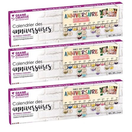 3 födelsedagskalendrar i trä 40 x 12 cm