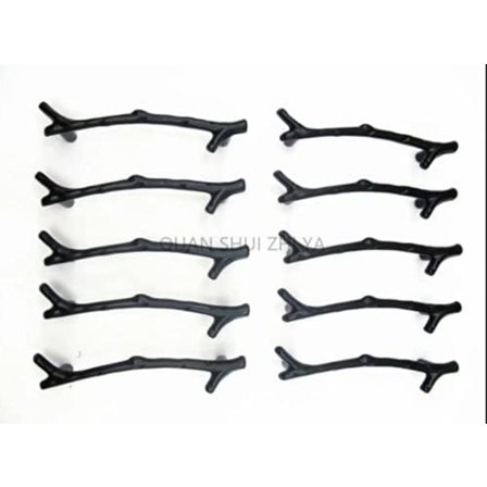 10 stk. Zinklegering Sort Kviste Gren Dekorativt Skab Garderobe Møbel Dør Skuffe Knapper Træk Håndtag Beslag (10 stk.)