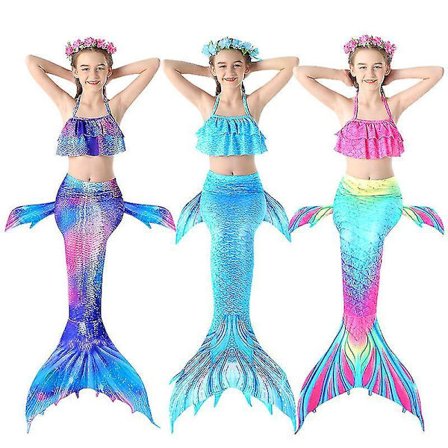 3 stk. Pige Badedragter Havfrue til Svømning Havfrue Kostume