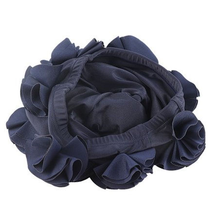 Mote elastisk badehette med blomsterform for kvinner og barn, for langt hår (blå)