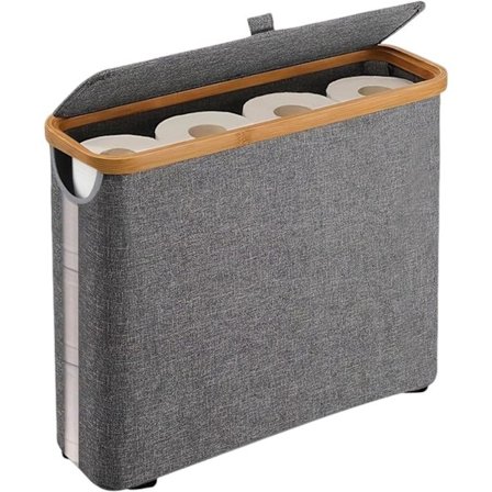 Elegant badeværelsesorganisator i stof – toiletpapirholder/papirhåndklædestativ, stor opbevaringsplads, nem montering og pladsbesparende_TF_TF