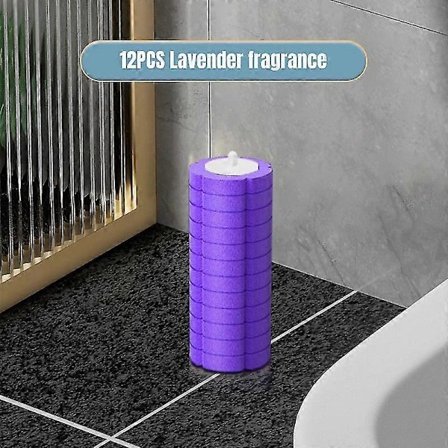 12X Engangs Toalettbørste Sett Toalettskål Rengjøringssystem Rengjøringsmiddel med Refill 12 stk Lavendel Børstehoder