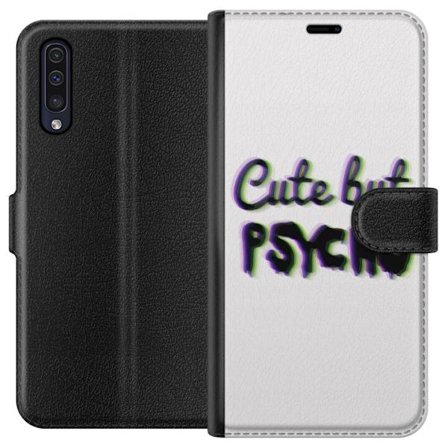 Kompatibel Tegnebogsetui til Samsung Galaxy A50 Rainbow-farvet legetøjsfigur med et glad ansigt og farverige cirkler i en legesyg studieillustration