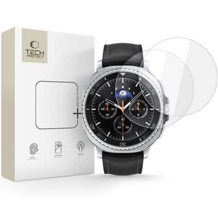 Tech-Protect Glass Fit+ 2-pak hærdet glas til Samsung Galaxy Watch 8 Classic 46 mm - transparent