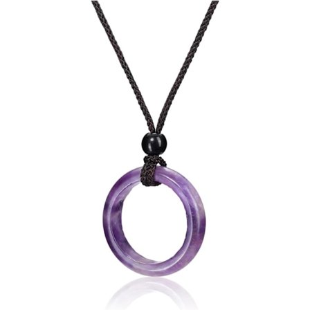 Krystal Halskæde Kvinder Naturlig Lilla Ametyst Krystaller Ædelstene Kvarts Rund Sten Snøre Halskæde (Lilla)