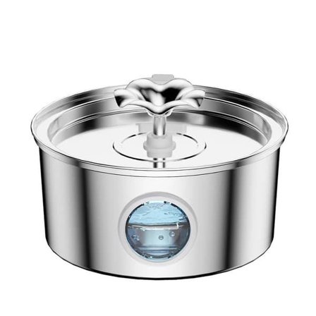 Vannfontene 3,2L for katt i rustfritt stål – Stille automatisk drikkefontene med transparent vindu