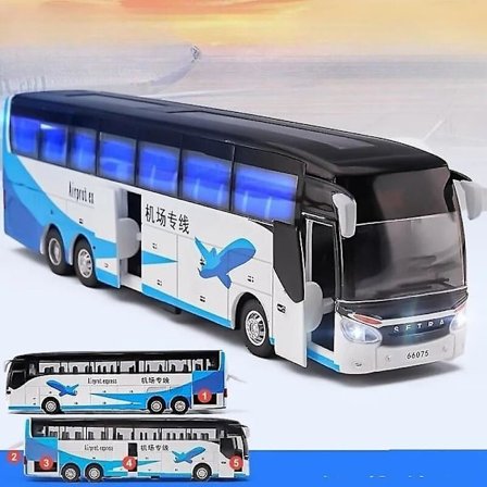 1/32 Setra Lyxig Buss Lekebil Diecast Miniatyrmodell Dra Tilbake Lyd & Lys Pedagogisk Samling Gave Til Gutt Barn