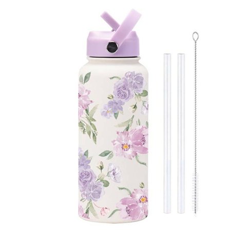 Stil 5-1000ml Bærbar Termos, Termisk Vannflaske i Rustfritt Stål, Estetisk, Isolert, med Sugerør, Søt, Stor Kapasitet