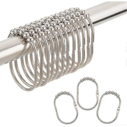 Dusjforhengskroker, brede dusjforhengskroker i metall for baderomsdusjstang, polert