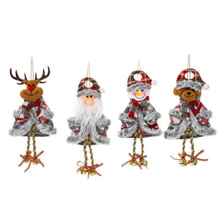 4 Julepynt Nisse med bjelle små anheng