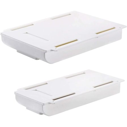 2 stk Usynlige Underbord Opbevaringsbokse, Skrivebords Skuffe, Selvklæbende Penbakke til Skrivebord, Kontorartikler Organizer, Multifunktionelt 