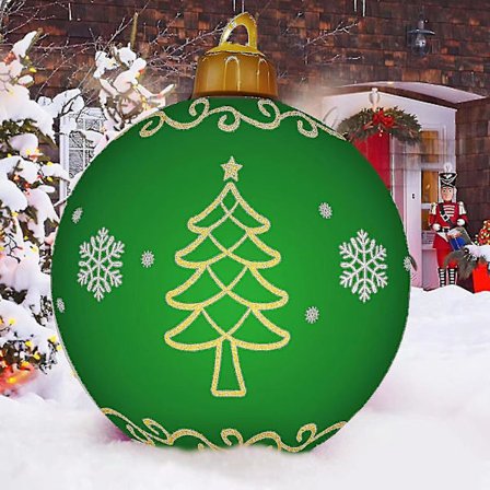 Light Up Uppblåsbar Julkula, Uppblåsbar Pvc Juldekor med LED-ljus & fjärrkontroll för utomhusgård