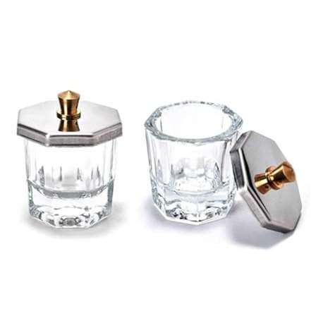 2 st Nail Crystal Glassskålar med Lock för att Blanda Vätska och Pulver