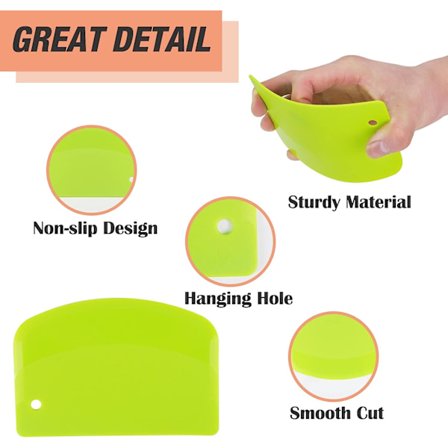 2-pak Dejskraber Plastskærer Bænkskraber Dejskålsskovl Multifunktionel Madskraber Køkkenredskaber til Dej, Kager, Pizza, Brød, Bagning