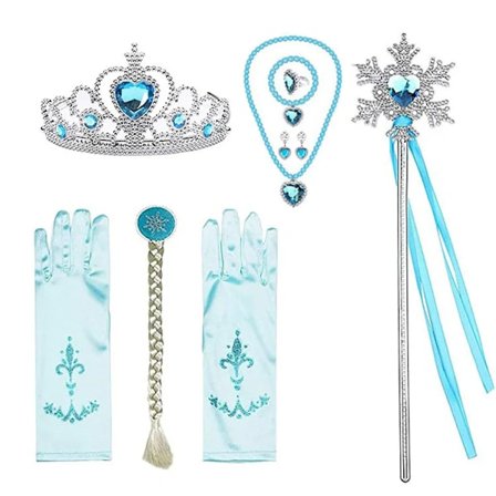 Elsa Prinsesse Tilbehør Hansker Trev Krone Smykkesett Elsa Parykk Halskjede Flett for Prinsesse Kjole Klær Cosplay