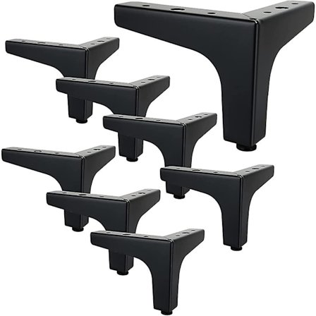 Sett med 8 svarte metalltrekant sofa møbelben, Heavy Duty Modern 4 In