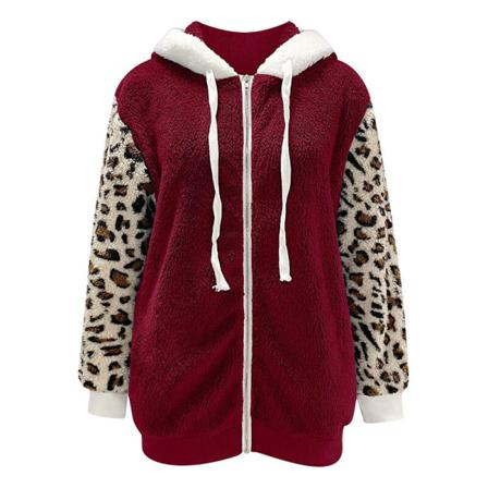 Dam Color Block Fleece Fuzzy Hoodies Långärmade Plyschjackor