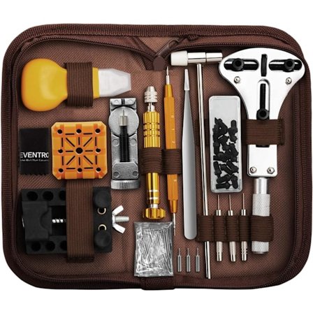 Klockreparationskit, Verktyg för borttagning av klocklänkar, Verktyg för byte av klockbatteri, Öppnare för klockboett, Fjäderstångsverktygsset med 