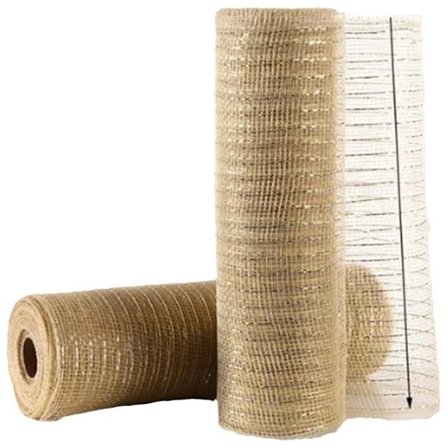 ING samppanjakultainen kimalteleva metalliverkko – metallinauha joulukuusenkoristeisiin, nauhakransseihin ja kranssirusetteihin (25 cm x 10 m)