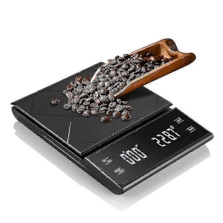 Elektroninen keittiövaaka, kannettava digitaalinen kahvivaaka ajastimella, erittäin tarkka LED-näyttö, kotikäyttöön tarkoitettu painonmittaustyökalu