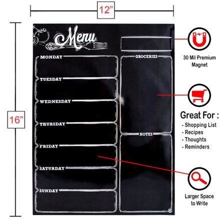 16"X12" 7 dagars magnetiskt kylskåp och listkalender