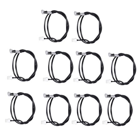 10 stk. NTC Termistor 10K B3435 Temperaturføler Probe 500mm Rund Lug Kaldpresset Terminalkontakt