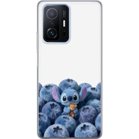 Kompatibel Mobilcover til Xiaomi Xiaomi 11T Sød blå karakter blandt blåbær med bamse i blød og legende illustration