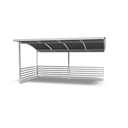 Förlängning till cykelgarage 726163, galvaniserat, välvt plåttak, nedgrävning