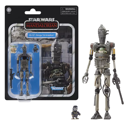 THE MANDALORIAN - IG-12, Grogu & Anzellan -Fig Vintage Collection 10cm