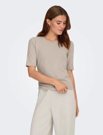Only Play Onpseren On 2/4 Reg Rib Tee Noos - Beige - M