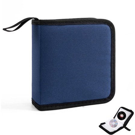 CD-mappeorganisator - CD-veske - Oppbevaringsmappe for 40 plater - Glidelås - Oxford-håndveske - Blå
