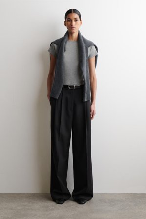 COS Women's T-Shirt Slim In Cotone in Grigio