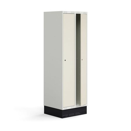 Elevskap ROZ, 2 seksjoner, inkl. sokkel, H1890 B600 D550 mm, beige